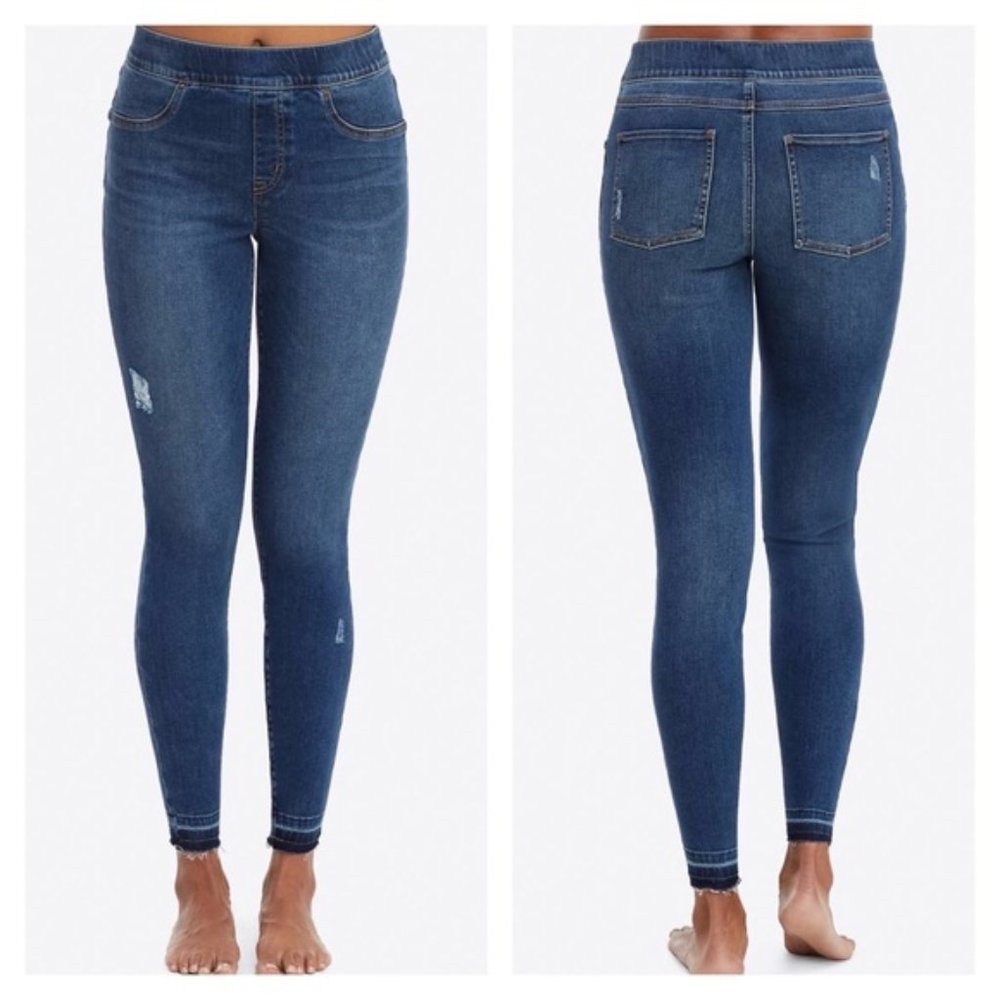 SPANX Distressed Ankle Skinny Jeans Medium Wash XL